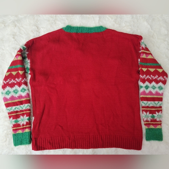It's Our Time 3 Llama Holiday Red/White/Green Sweater Women Size Small - Picture 3 of 3